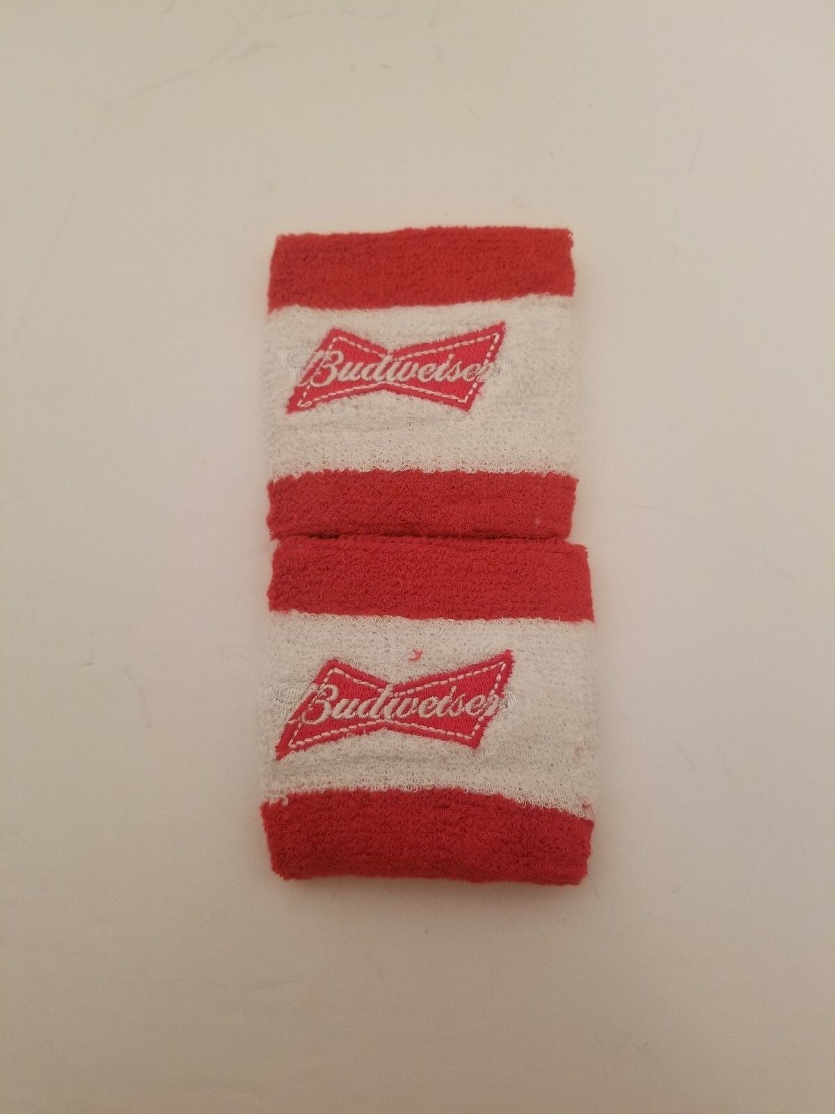 New Budweiser Beer Red & White Wrist Bands Sweat Bands Bud