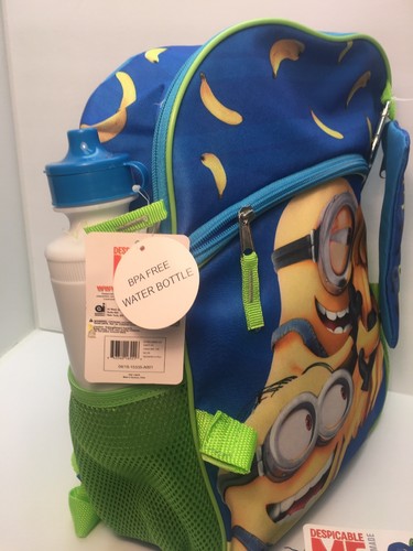 Despicable Me Backpack, 5pc Set, Lunch Bag,Gadget Case, Water Bottle, Carabiner