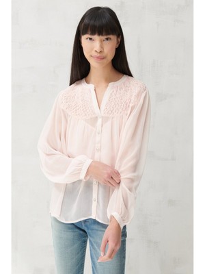 

LUCKY BRAND Женский розовый топ на пуговицах с V-образным вырезом и длинными рукавами на подкладке в крестьянском стиле
