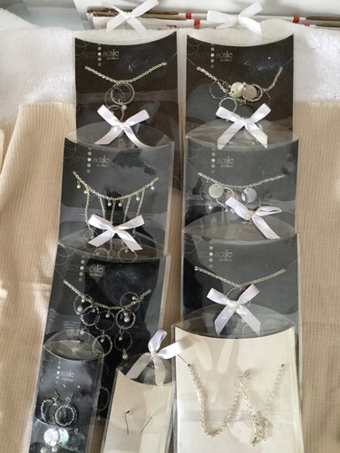Lot Of 9 Grey Scale (7 Necklaces 2 Pairs Of Earrings)