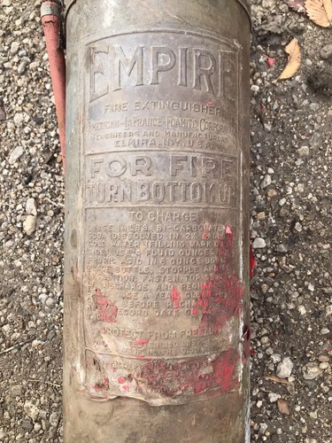 Vintage Empire American Lafrance Fire Extinguisher Copper Brass Tag 24” Tall
