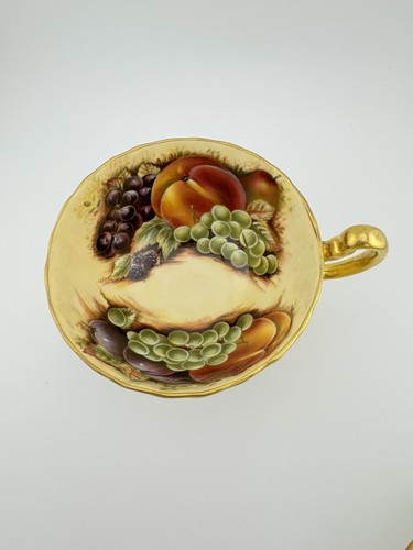 Aynsley orchard gold fruit footed Tea Cup & Saucer Set/ Mint!