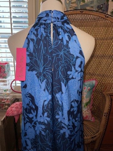 Pre-owned Lilly Pulitzer Donita Maxi Dress Navy Spotting A Pattern Size 4,16 In Multicolor