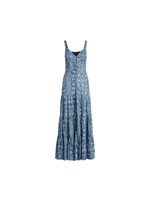 

LAUREN RALPH LAUREN Женское темно-синее платье трапециевидной формы без рукавов на пуговицах с V-образным вырезом, Navy