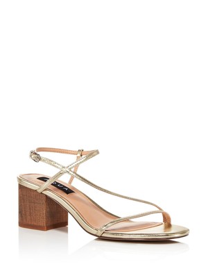 Женское платье AQUA Womens Gold Amy с круглым носком на блочном каблуке и пряжкой, босоножки на плоской подошве, 8 М