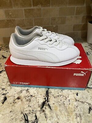 Puma Boy's Turin II AC PS White Sneakers Size 3c New In Box