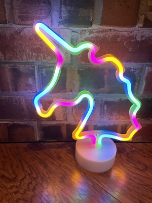 Unicorn Neon Night Light LED Home Decor Bedroom Lamp Rainbow