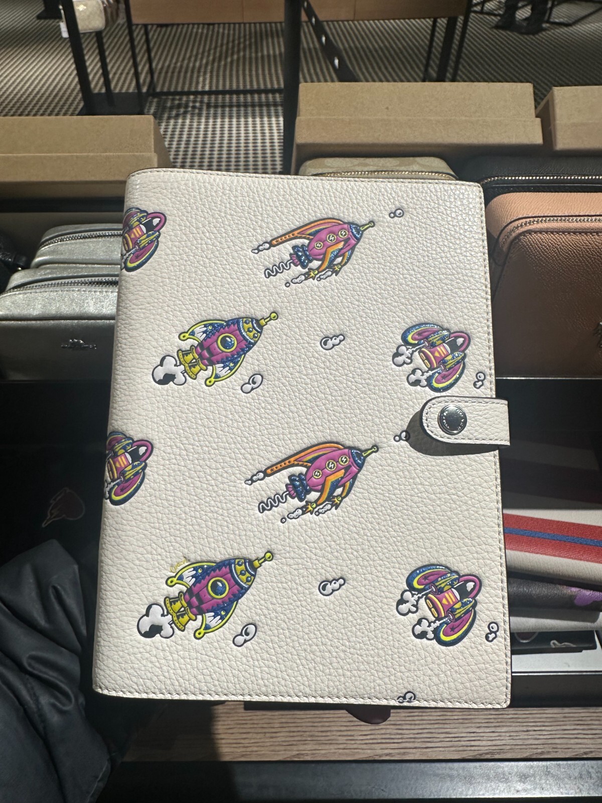 Coach Notebook - CW546 Chalk Multi Rocket Print Pebble