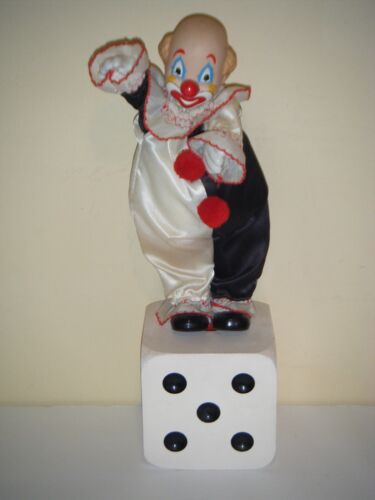 Victoria Impex Corp CLOWN ON DICE Wind Up Music Box (AS-IS Not Working)