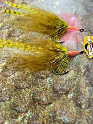 2 V Fly Size 1/0 HDD Ultimate Poon Bug Olive Baitfish Predator Tarpon Flies 