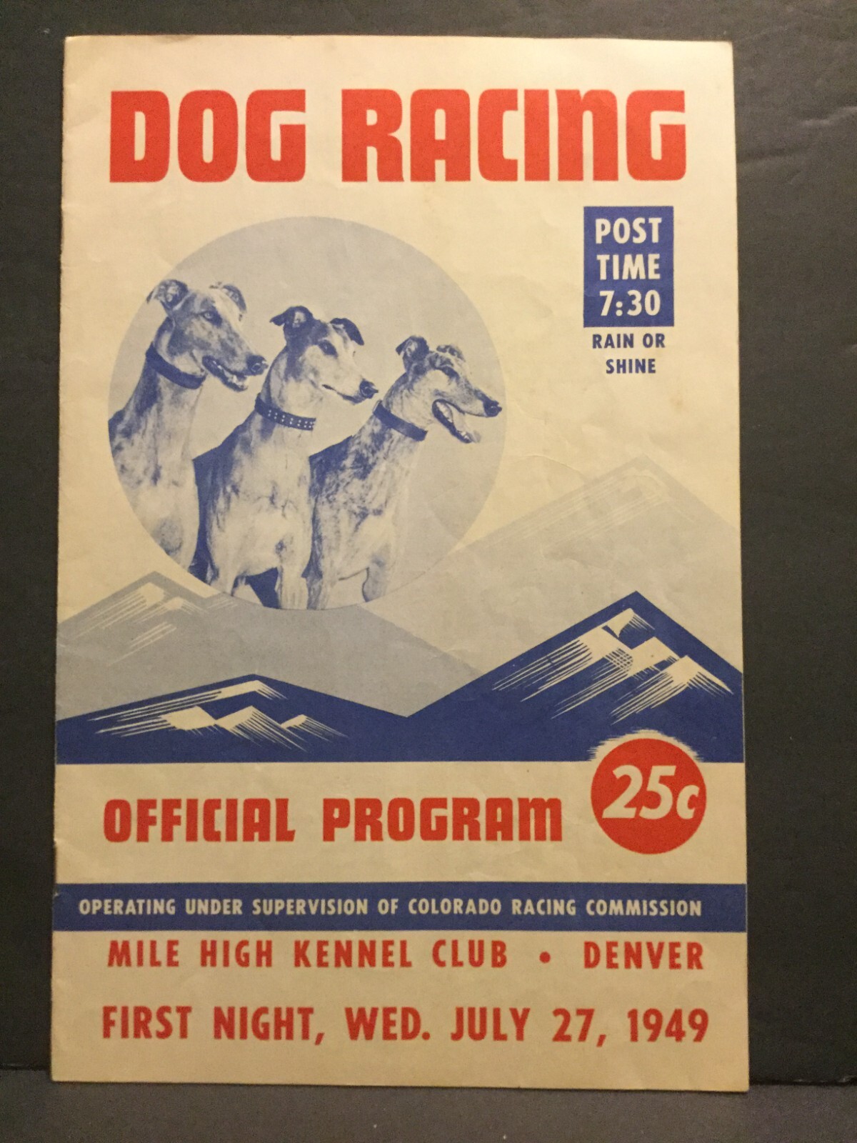 1949 Greyhound Dog Racing Program 20 Pages Mile High Kennel