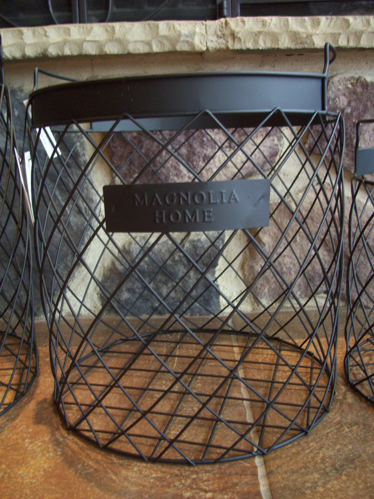 MAGNOLIA HOME Joanna Gaines FIXER UPPER Metal Baskets Rae Dunn 3 piece set~NWT