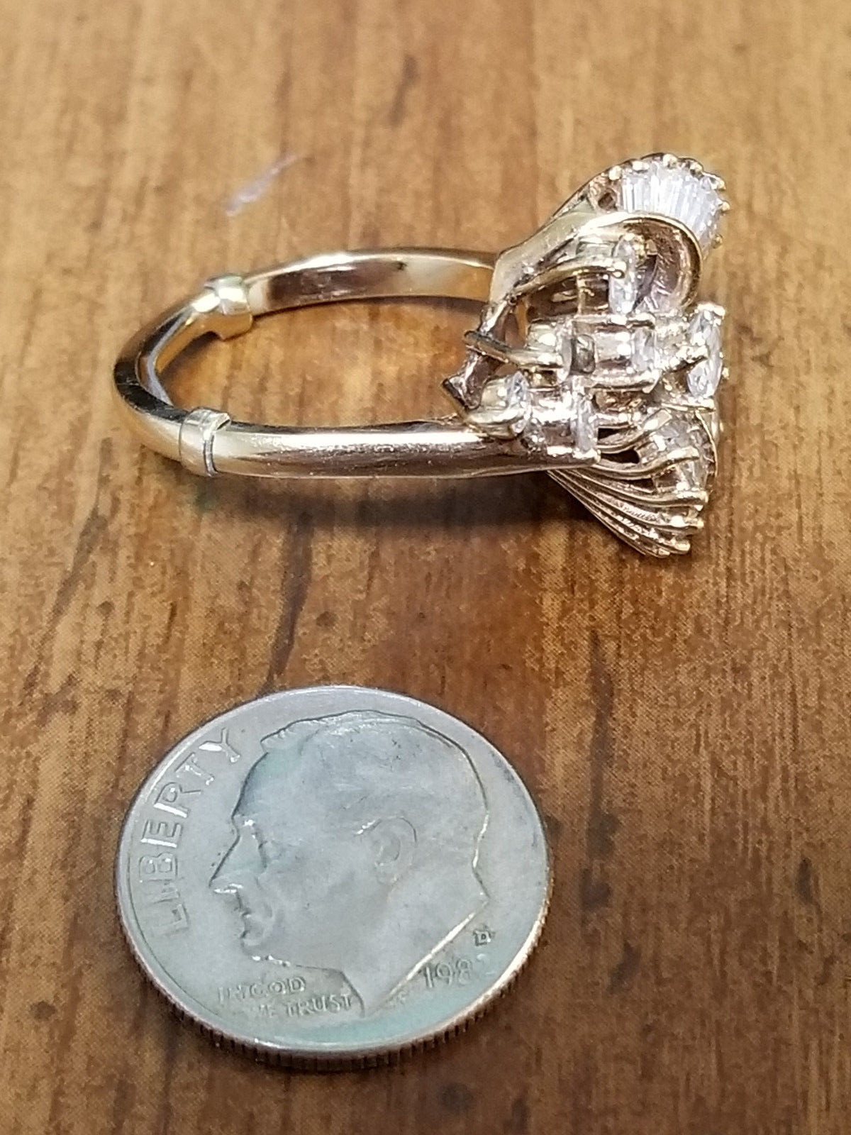 Lady's 14k yellow gold diamond cluster ring 3.6 dwt 1.87 total carats $6450 appr