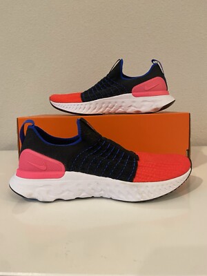 Nike React Phantom Run Flyknit 2 Womens Running Shoes Sneakers Size 8.5 Red Blue