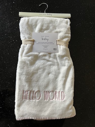 White Hello World 30 X 40 Inches Soft Plush Cozy Girl