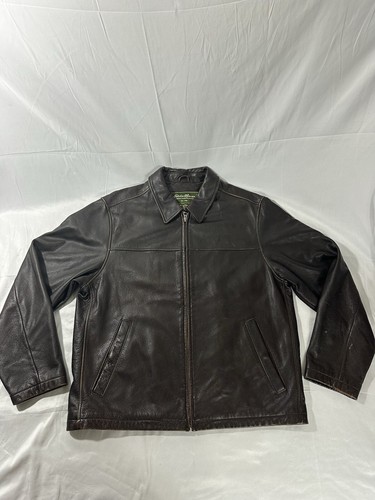 Vintage Eddie Bauer Leather Jacket Mens Large Full Zip