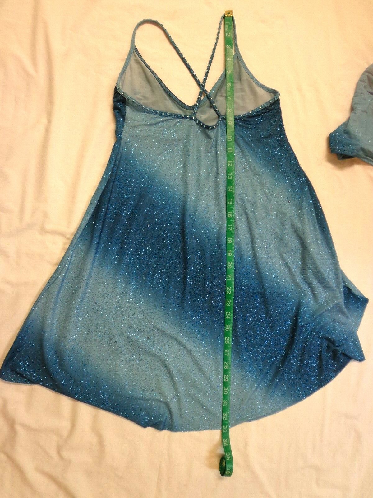 Reverence Dance Wear Costume Girls Junior Medium Blue Glitter Crystal 2 pc--USA