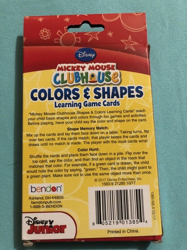 Cards Learning Matching DISNEY MICKEY MOUSE Colors Shapes Flash Game Deck