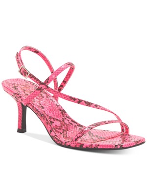 

INC Женские розовые сандалии Loreline с розовыми змеиными ремешками и квадратным носком на шпильке с пряжкой 7,5 м, Розовый, 10008913100