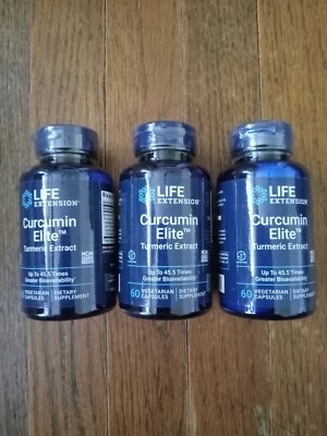 Life Extension Curcumin Elite Turmeric Extract 3 Pack 60 Vegetarian Capsules