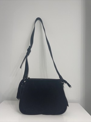 La Diva Black Leather Suede Crossbody Bag Preowned. v-lightly Used
