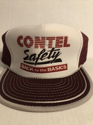 Mesh Snapback Trucker Hat  CONTEL Safety Back to the Basics Flat Bill Tall VTG