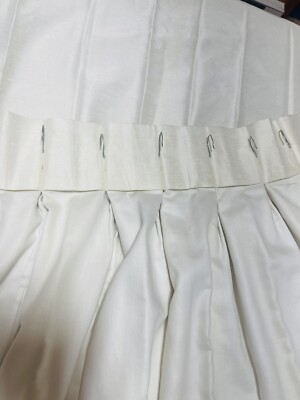 2 IVORY CREAM PINCH PLEATED DRAPES CURTAINS LINED BLEND (SILK LOOK) 72''x31''