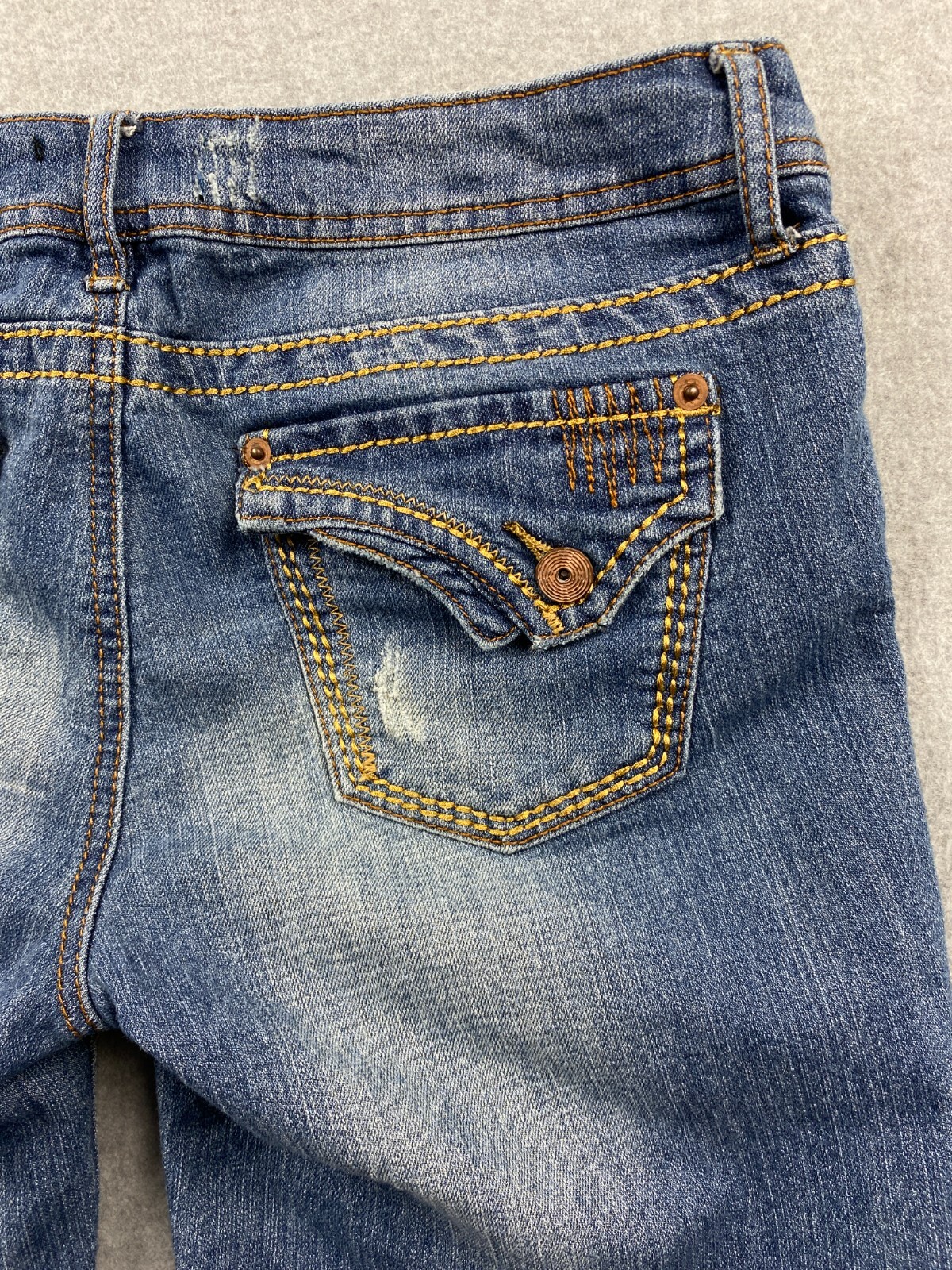 2b Denim Women's Size 29 w30 Blue Flap Pocket Thick Stitch