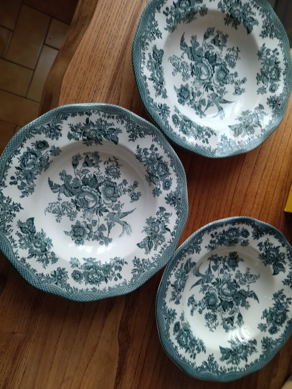 Assiettes Creuses Enoch Wedgwood Asiatic Pheasants Vertes England 