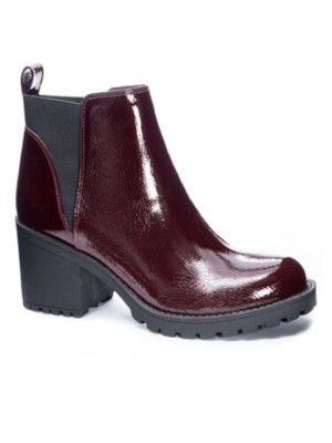 

ГРЯЗНАЯ ПРАЧЕЧНАЯ Женские Ботильоны Oxblood Бордовый Lido Toe Block Heel Slip On Boots, Burgundy, LIDO PATENT