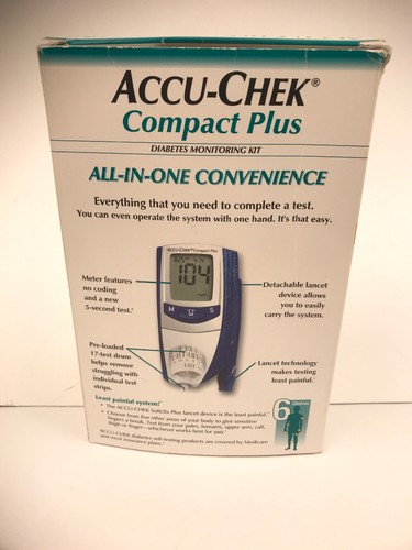 Accu-Chek Compact Plus GT Blood Glucose Sugar Monitor Meter. In box w/ case