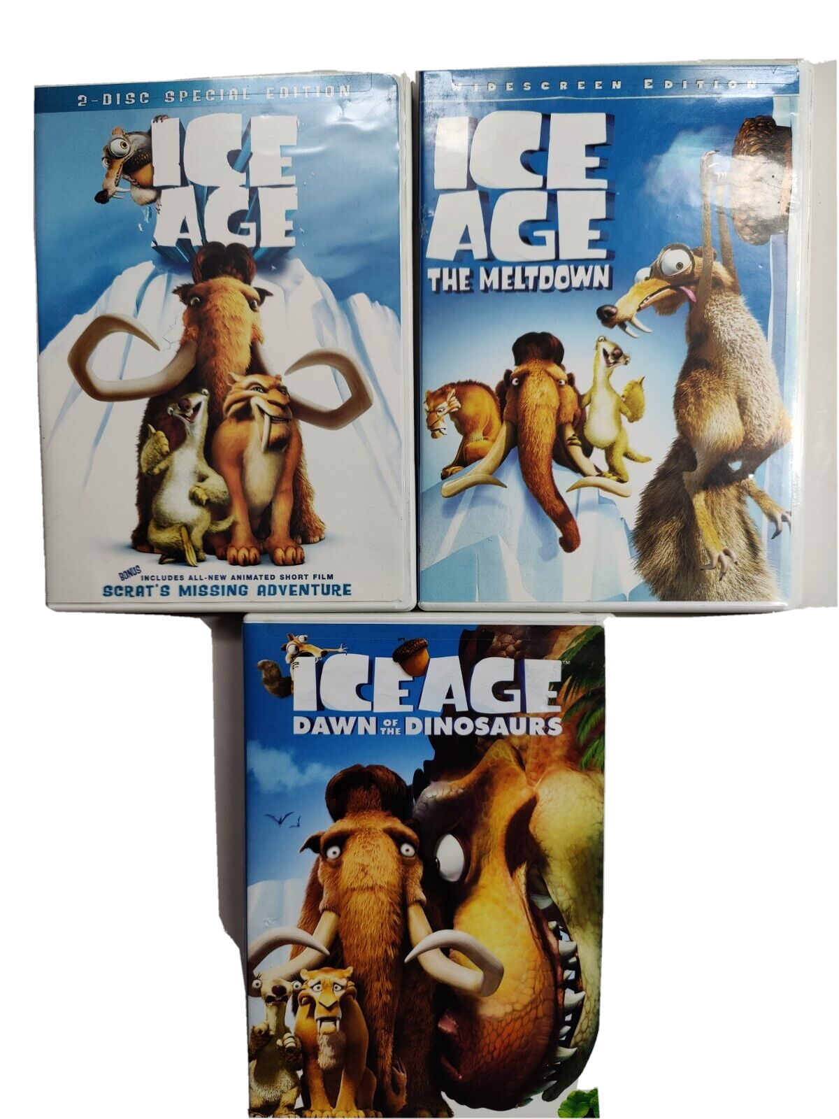 Ice Age LOT of 3 DVD Ice Age 1, The Meltdown, Dawn of the