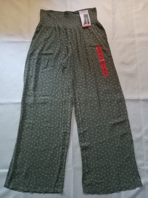Three  dots  Womens Size M / Green  Floral  Smocked  Wide Leg  Pull On  Pants