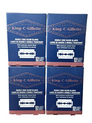 4CT  King C Gillette Double Edge Safety Razor Blades 10 ct Box Each(Total 40ct)