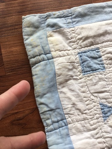 Vintage 1930s handmade Hand Stitched Airplane child size Crib quilt Antique ASIS