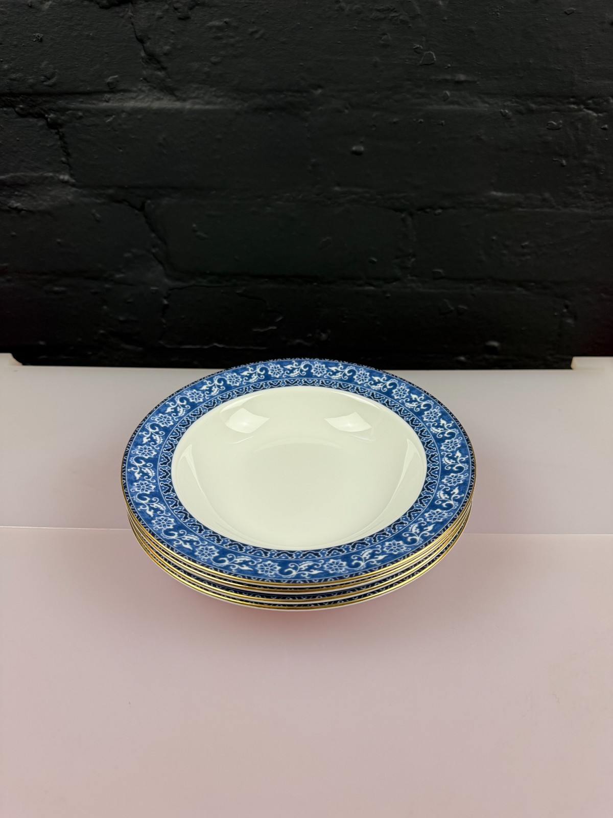Wedgwood Bokhara Rimmed Soup Bowls 8" Wide Set of 4