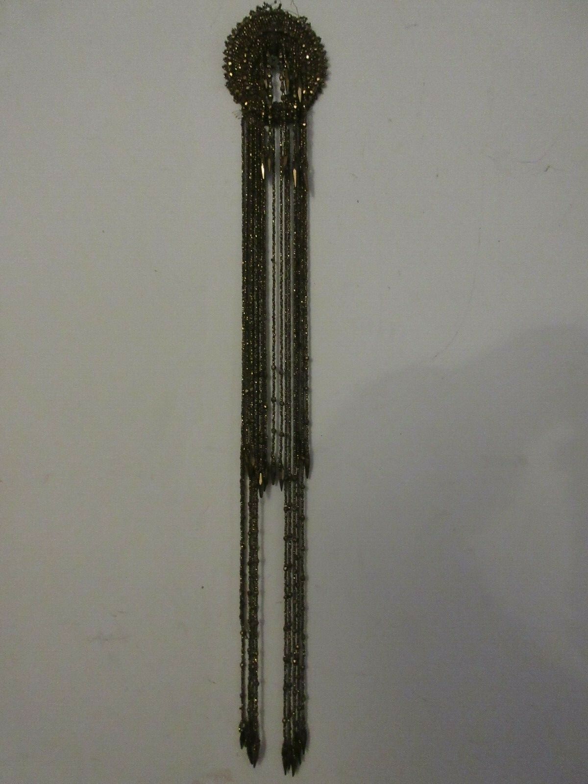 ORMOLU ? ANTIQUE VICTORIAN MESH GOLD COLOR WALL HANGING BEADED