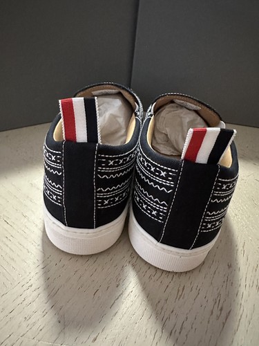 Pre-owned Thom Browne Men Print Low Top Slip On Sneakers Black 9 Us/42 Eu