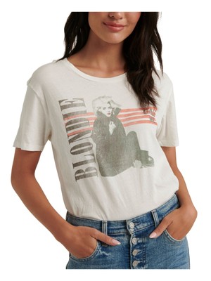 

LUCKY BRAND Женская футболка цвета слоновой кости с короткими рукавами и украшенным вырезом Размер, Цвет слоновой кости