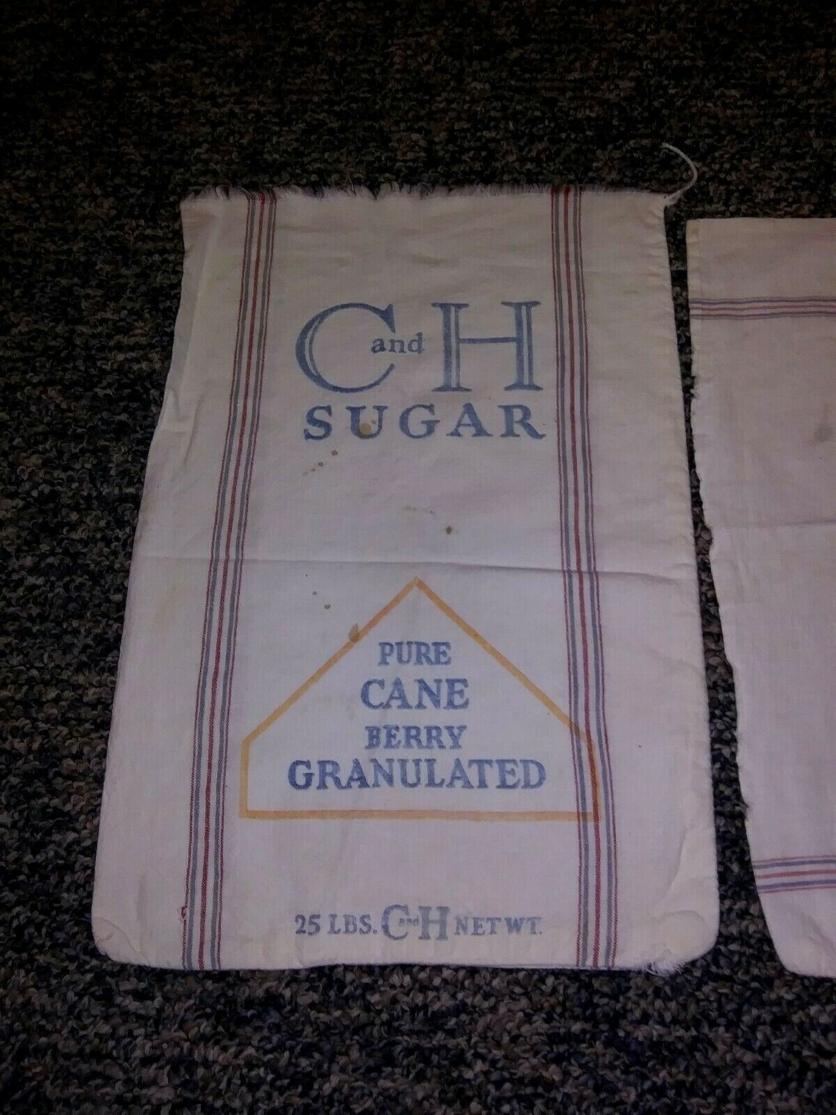 Vintage C and H Sugar Bags Sacks 25 lbs. Pure Cane Berry Granulated (3)