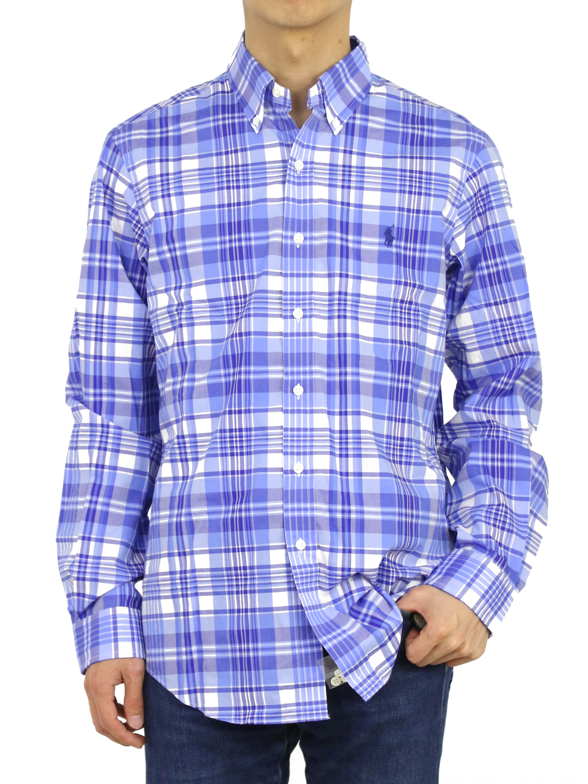 Polo Ralph Lauren Classic Fit Cotton Stretch Long Sleeve Button Down Shirt Plaid