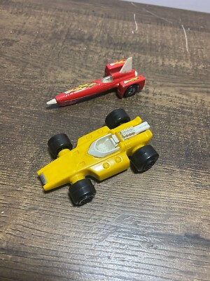 Vintage 1970 TONKA Totes Indy Race Car Yellow USA & Hot Wheels Rocket Car 1979