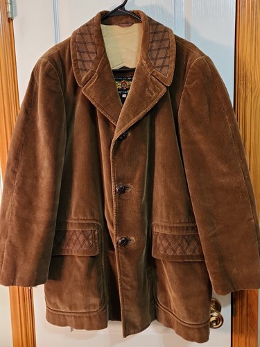 【Vintage】Corduroy Over Long coat Vintage 70s Style McGregor Tan Corduroy Midi Trench Coat