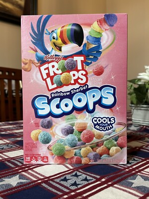   New Special Edition Kelloggs Froot Loops Rainbow Sherbet SCOOPS Cereal 7.8oz