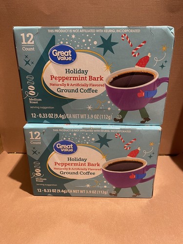 Great Value Holiday Peppermint Bark K-Cups 12 Count 2 Boxes 24 Total New