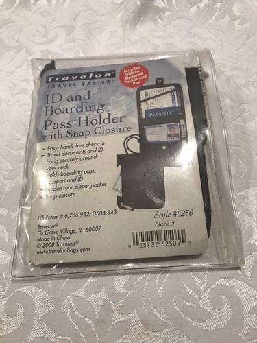 Travelon ID And Boarding Pass Holder Black Crossbody With Sn