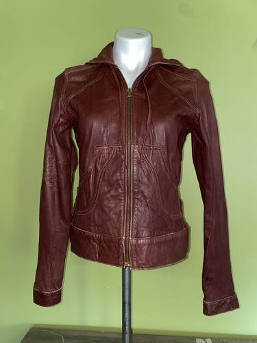 Mike & Chris Kian Leather Jacket Hoodie L Brown