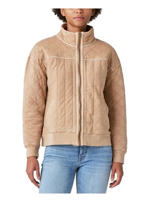 Женская коричневая стеганая куртка на молнии без подкладки с карманами LUCKY BRAND XL