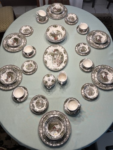 Johnson Bros Friendly Village 63 Piece Dinnerware, 8 Place Settings + Servers!!!