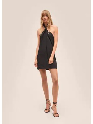 Женское черное вечернее платье-футляр на бретельках без рукавов MNG Womens 4